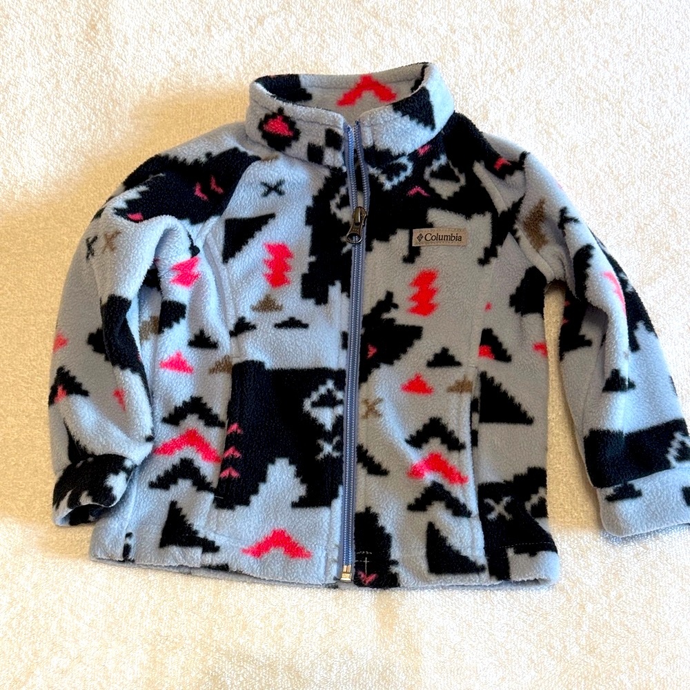 Columbia Kids' Aztec Fleece Jacket - Light Blue, Black, Gray. Size 2T